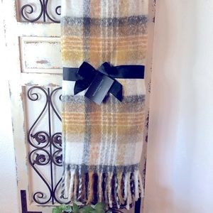 Magaschoni mustard faux mohair super soft throw